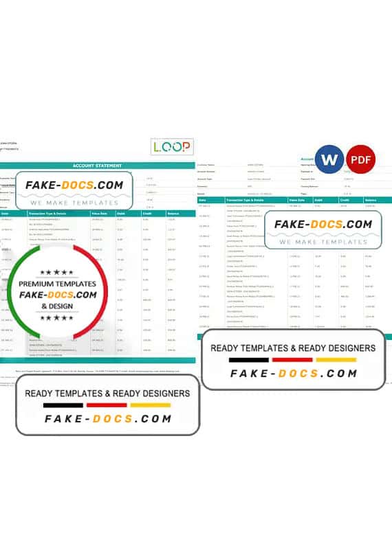 Kenya CBA Loop bank statement, Word and PDF template, 6 pages Kenya CBA Loop bank statement, Word and PDF template, 6 pages