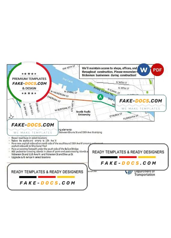 USA Washington Seattle Construction Notice, Word and PDF template, 2 pages USA Washington Seattle Construction Notice, Word and PDF template, 2 pages