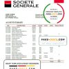 France Société Générale bank statement template in Word and PDF format