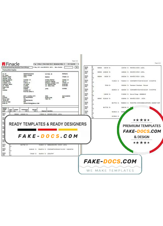 India Finacle bank statement in Excel and PDF format (2 pages) India Finacle bank statement in Excel and PDF format (2 pages)