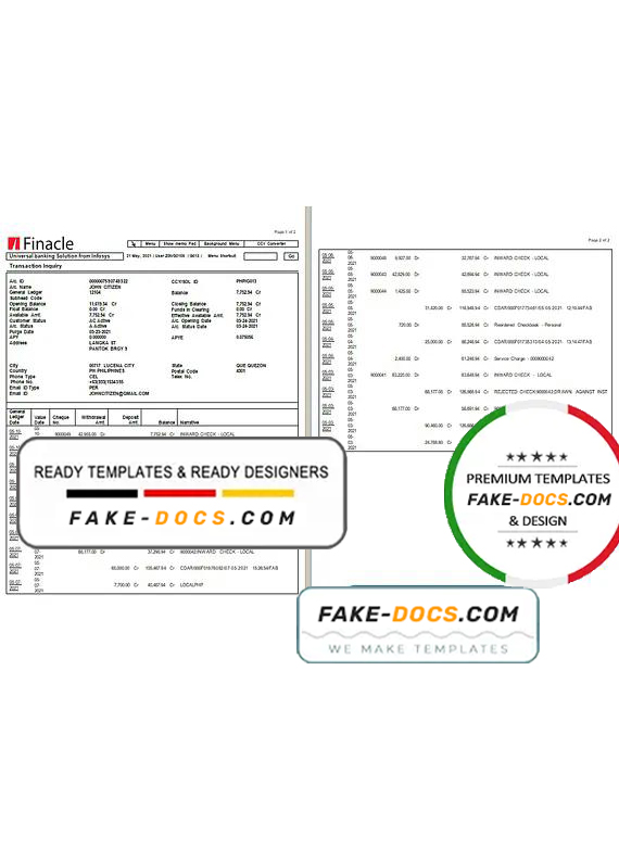 India Finacle bank statement in Word and PDF format (2 pages) India Finacle bank statement in Word and PDF format (2 pages)