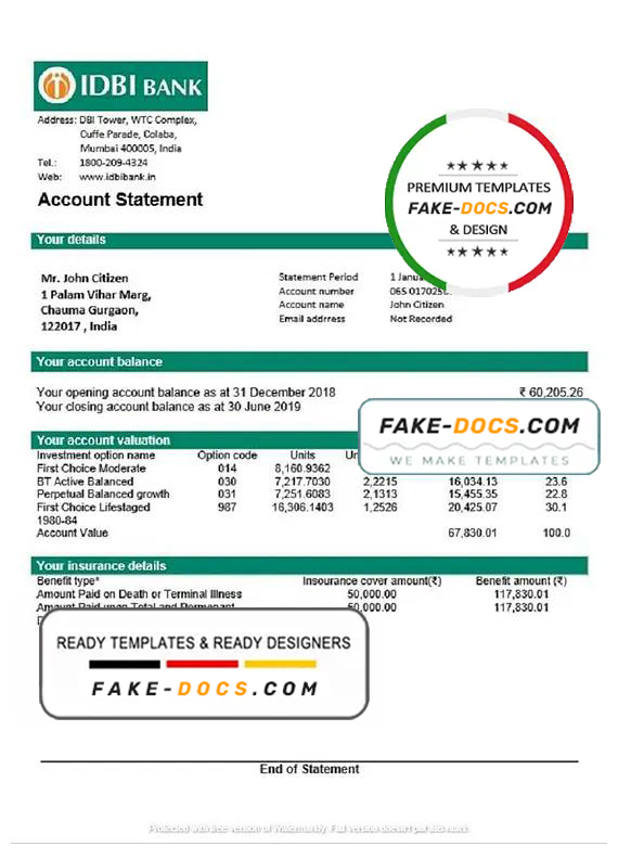 India IDBI bank statement template, Word and PDF format (.doc and .pdf) India IDBI bank statement template, Word and PDF format (.doc and .pdf)