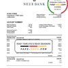 Liechtenstein Neue Bank AG proof of address statement template in Word and PDF format