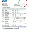 Belgium KBC bank statement template in Excel and PDF format