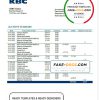 Belgium KBC bank statement template in Word and PDF format