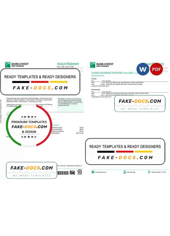 France BNP bank statement Word and PDF template, 4 pages France BNP bank statement Word and PDF template, 4 pages
