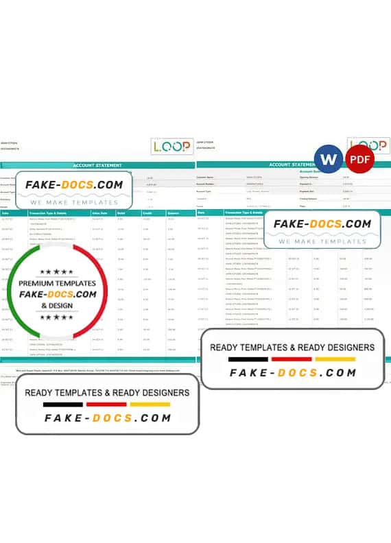 Kenya CBA Loop bank statement, Word and PDF template, 6 pages Kenya CBA Loop bank statement, Word and PDF template, 6 pages