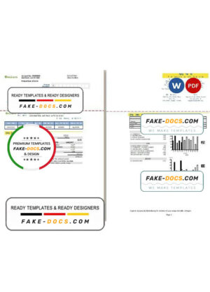 USA California Palo Alto utility bill, Word and PDF template, 2 pages