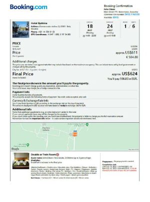 Slovakia hotel booking confirmation Word and PDF template, 2 pages