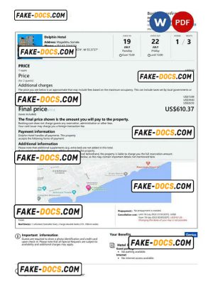 Solomon Islands hotel booking confirmation Word and PDF template, 2 pages