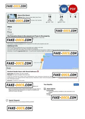 Timor-Leste hotel booking confirmation Word and PDF template, 2 pages