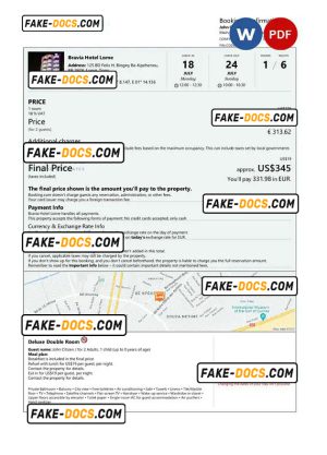 Togo hotel booking confirmation Word and PDF template, 2 pages