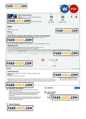 Uganda hotel booking confirmation Word and PDF template, 2 pages