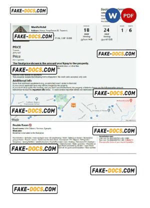 Uzbekistan hotel booking confirmation Word and PDF template, 2 pages