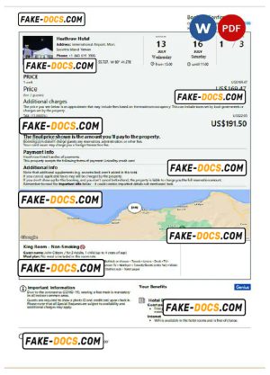 Yemen hotel booking confirmation Word and PDF template, 2 pages