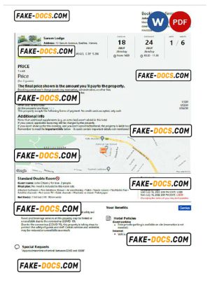 Zimbabwe hotel booking confirmation Word and PDF template, 2 pages