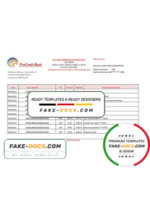 Moldova Procredit bank statement easy to fill template in .xls and .pdf file format Moldova Procredit bank statement easy to fill template in .xls and .pdf file format