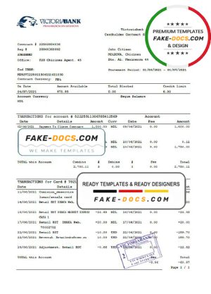 Moldova Victoriabank bank statement easy to fill template in Excel and PDF format Moldova Victoriabank bank statement easy to fill template in Excel and PDF format