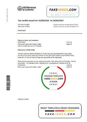 United Kingdom HM Revenue & Customs bank statement easy to fill template in Word and PDF format