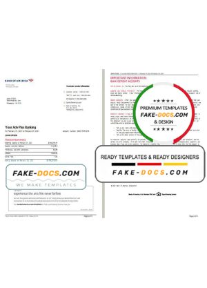 USA Bank of America bank statement template in Word and PDF format (4 pages), version 3