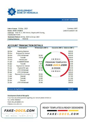 Mongolia Development Bank of Mongolia bank statement easy to fill template in .xls and .pdf file format Mongolia Development Bank of Mongolia bank statement easy to fill template in .xls and .pdf file format