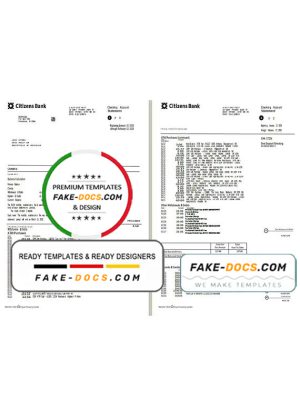 USA Citizens bank statement template in Excel and PDF format, (4 pages) good for address prove