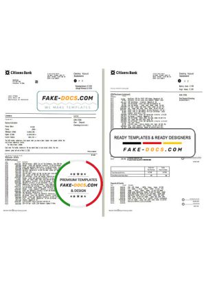 USA Citizens bank statement template in Word and PDF format, (4 pages) good for address prove