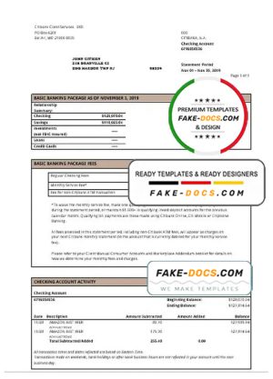 USA City Bank statement template in Word and PDF format