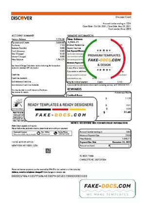 USA Discover bank statement template in Excel and PDF (.xls and .pdf file) format