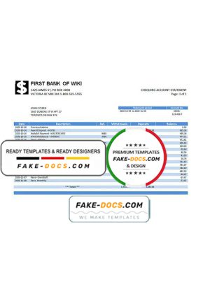 USA First Bank of Wiki easy to fill proof of address in Word and PDF format (.doc and .pdf)