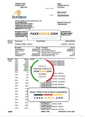 USA Georgia SunTrust bank proof of address statement template in .doc and .pdf format