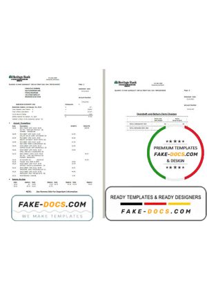 USA Heritage bank statement template in Excel and PDF format (3 pages)