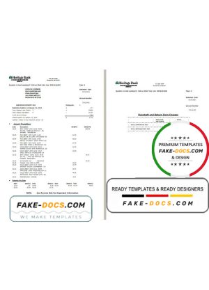 USA Heritage bank statement template in Word and PDF format (3 pages)
