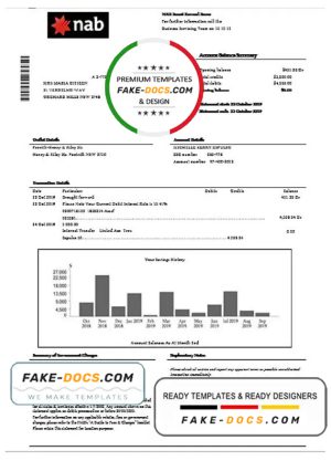 USA NAB bank statement template in Word and PDF format
