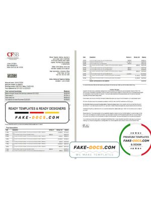 USA New York CFSB bank statement template in Word and PDF format, 2 pages