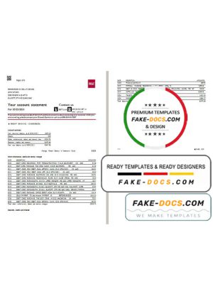 USA North Carolina BB&T Corp. bank statement template in Word and PDF format (2 pages)