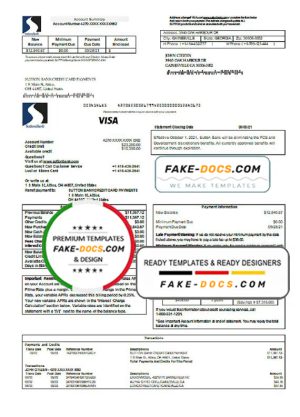 USA Sutton bank credit card statement template in Word and PDF format