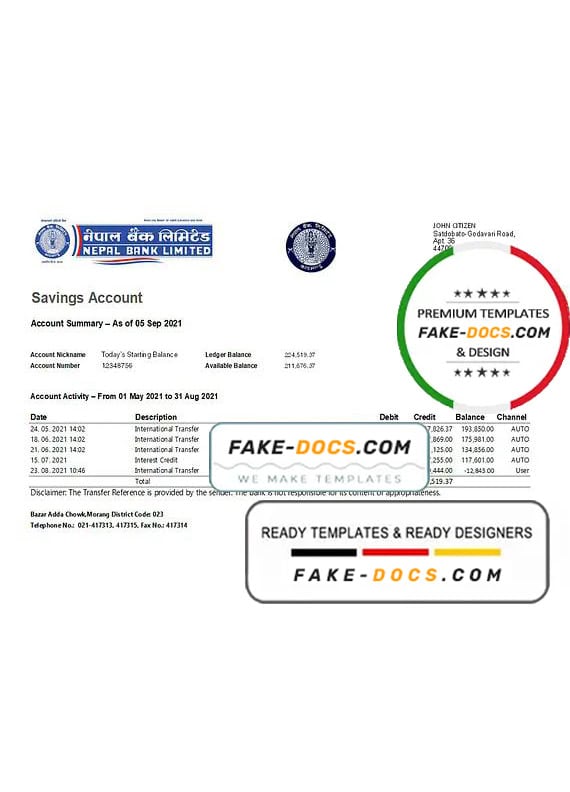 Nepal Bank Nepal bank statement easy to fill template in Excel and PDF format Nepal Bank Nepal bank statement easy to fill template in Excel and PDF format
