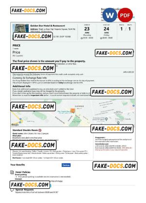 Afghanistan hotel booking confirmation Word and PDF template