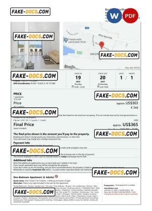 Croatia hotel booking confirmation Word and PDF template, 2 pages