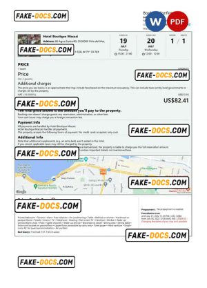 Chile hotel booking confirmation Word and PDF template, 2 pages