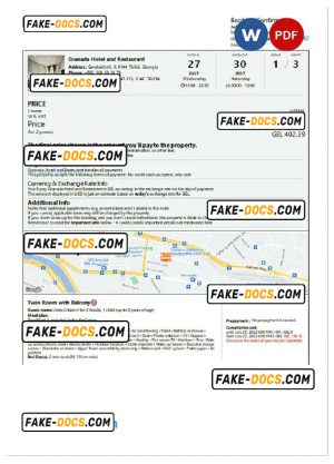 Georgia hotel booking confirmation Word and PDF template, 2 pages