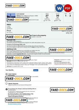 Guatemala hotel booking confirmation Word and PDF template