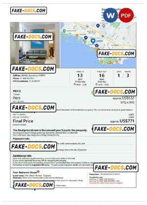 Hawaii hotel booking confirmation Word and PDF template, 2 pages