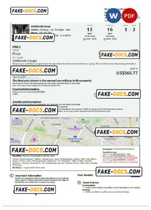 Iceland hotel booking confirmation Word and PDF template, 2 pages