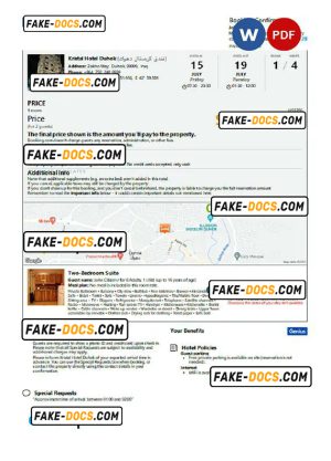 Iraq hotel booking confirmation Word and PDF template, 2 pages