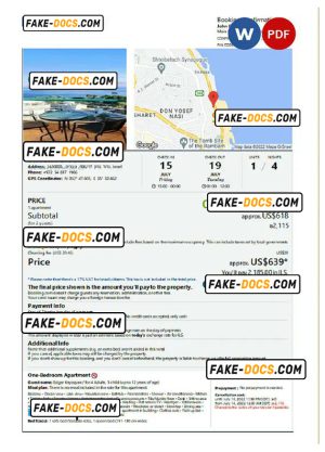 Israel hotel booking confirmation Word and PDF template, 2 pages