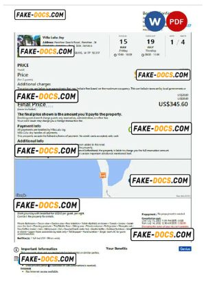 Jamaica hotel booking confirmation Word and PDF template, 2 pages
