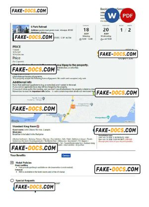 Kenya hotel booking confirmation Word and PDF template, 2 pages