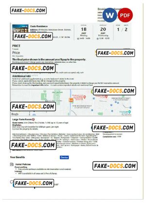 Kyrgyztsan hotel booking confirmation Word and PDF template, 2 pages